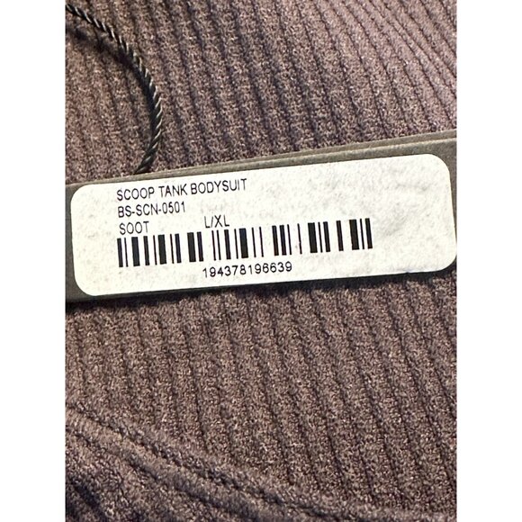 NEW SKIMS Stretch Ribbed Thong Bodysuit in Soot Brown Scoop Neck Tank Top NWT - Picture 5 of 5